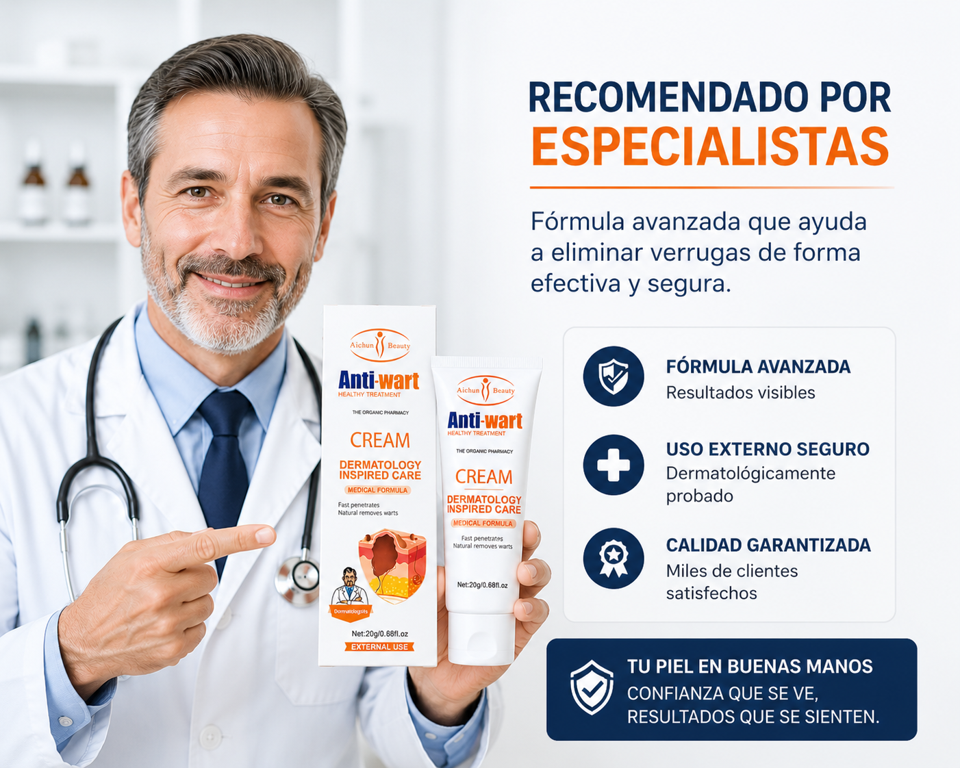 Crema Anti-Verrugas Aichun Beauty - Cuidado Dermatologico Localizado