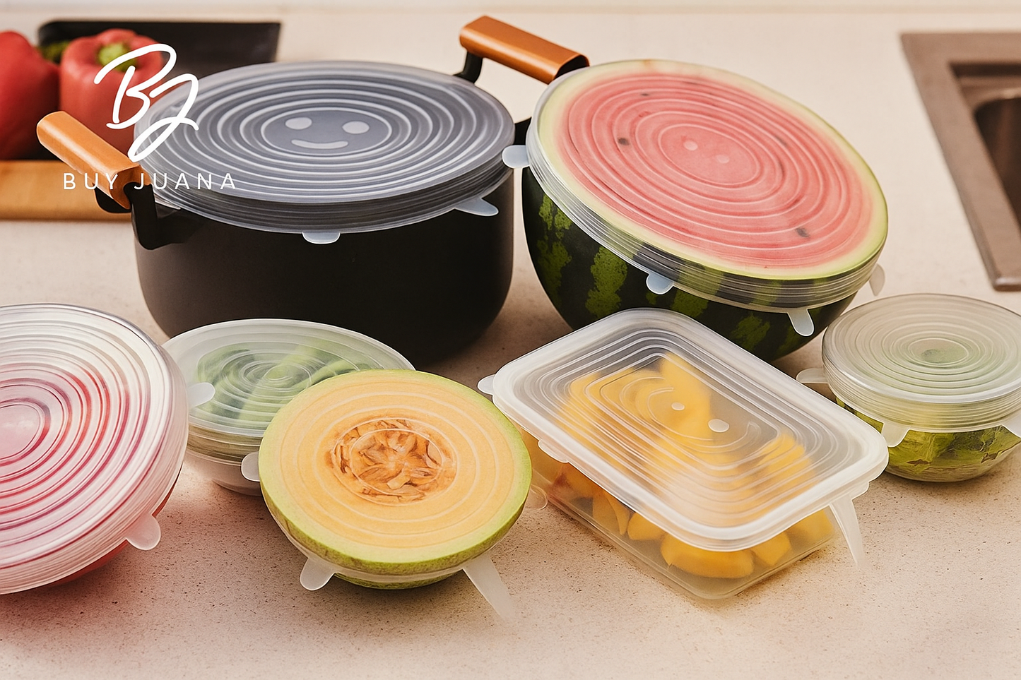 6 Tapas Elásticas Silicona Reutilizable