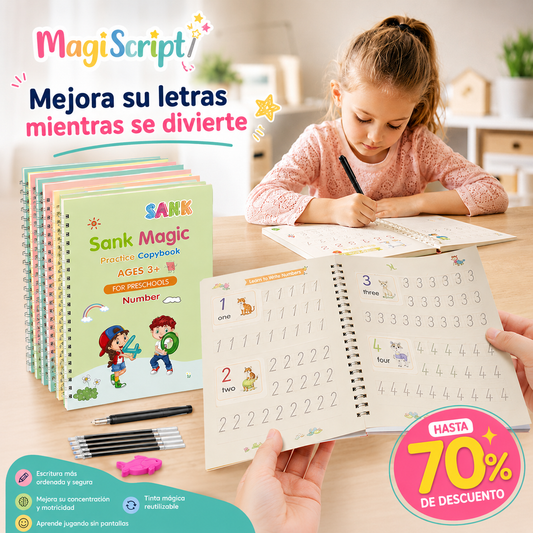 MagiScript - Set 4 Cuadernos Magicos Caligrafia Montessori